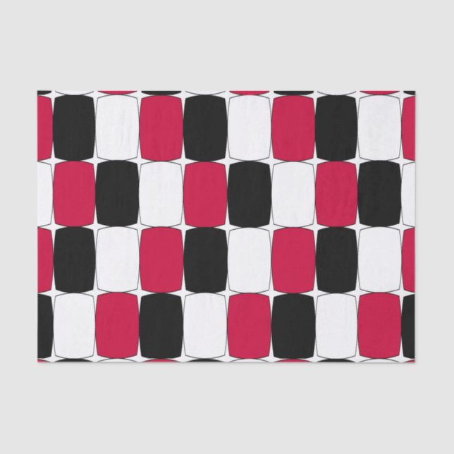 Papier Mousseline OEil de poisson noir, blanc et rouge (Recto)