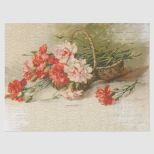 Papier Mousseline Oeillets rose vintage avec découpage de script