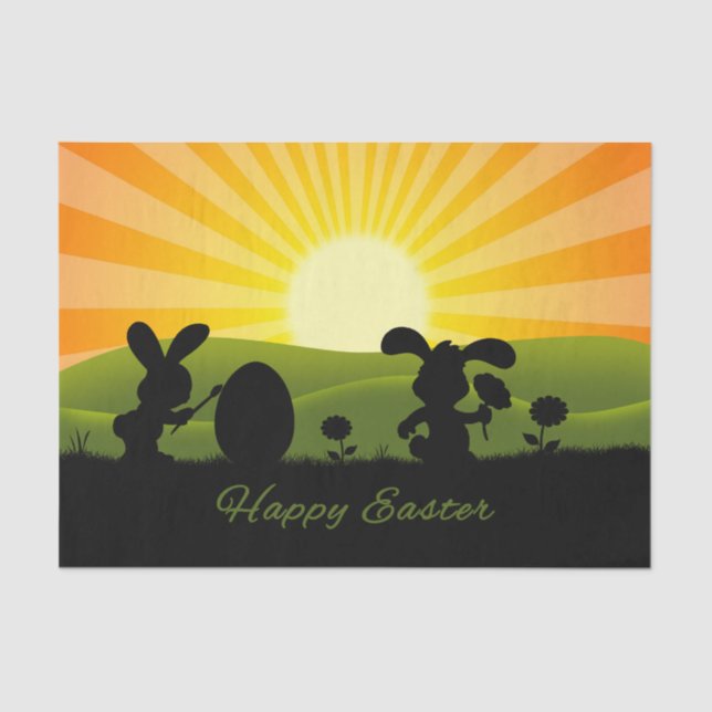 Papier Mousseline Oeuf de peinture de lapin de Pâques mignon (Recto)