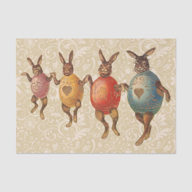 Papier Mousseline Oeufs dansants lapins de Pâques (Recto)