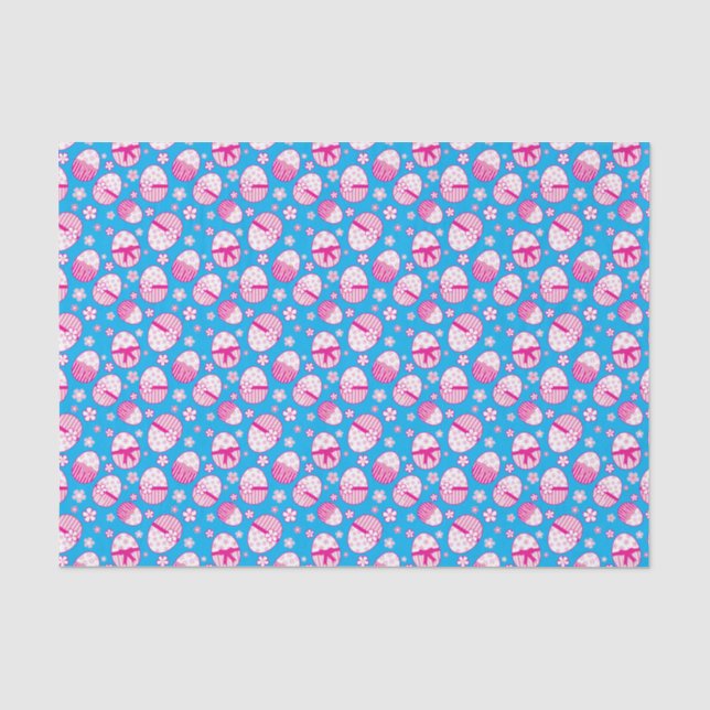 Papier Mousseline OEufs de Pâques rose blanc couleur cadeau (Recto)