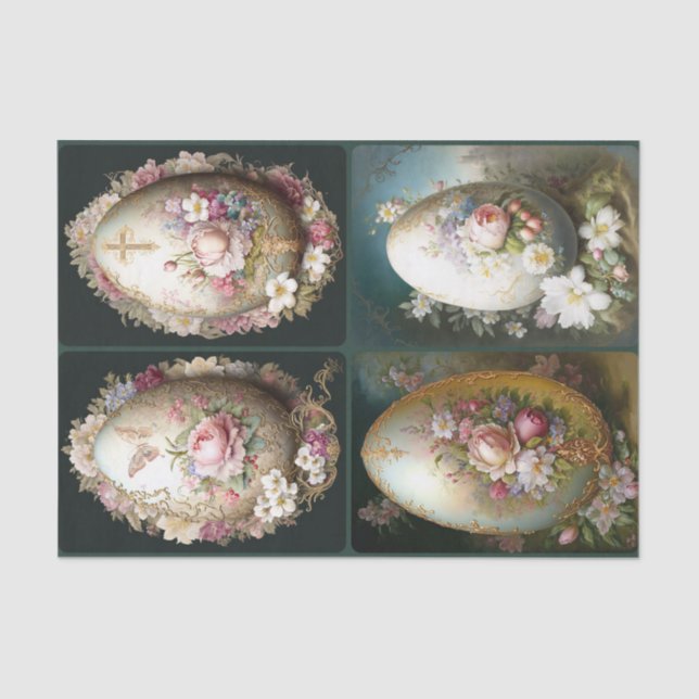 Papier Mousseline Oeufs décorés (Recto)