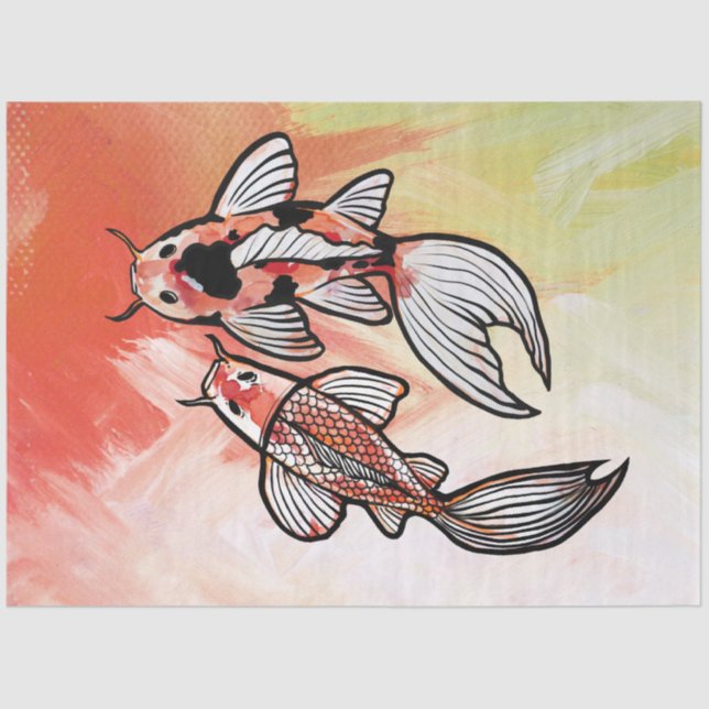 Papier Mousseline Oeuvre de Koi Pond Fish (Recto)