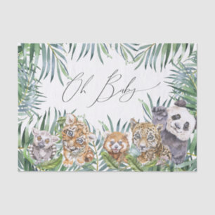 Papier Mousseline Oh Baby shower Tropical Jungle Animaux