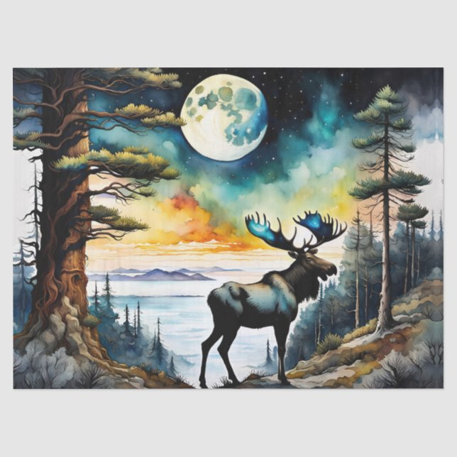 Papier Mousseline Oie d'Alaska sous le clair de lune (Recto)