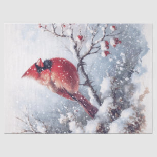 Papier Mousseline Oiseau cardinal d'hiver des bois