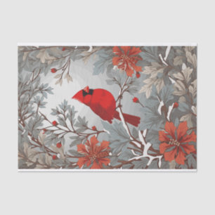 Papier Mousseline Oiseau cardinal rouge hivernal