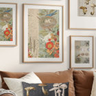 Oiseau d'automne Nid Orange Floral Folio Découpage