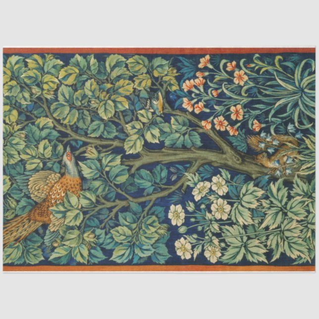 Papier Mousseline Oiseau de faisan dans un arbre (par William Morris (Recto)
