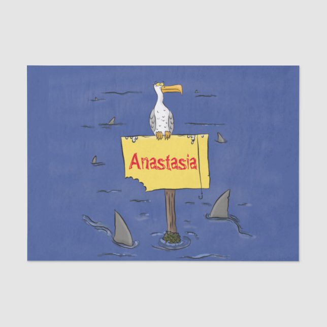 Papier Mousseline Oiseau de mer amusant entouré de dessins animés de (Recto)