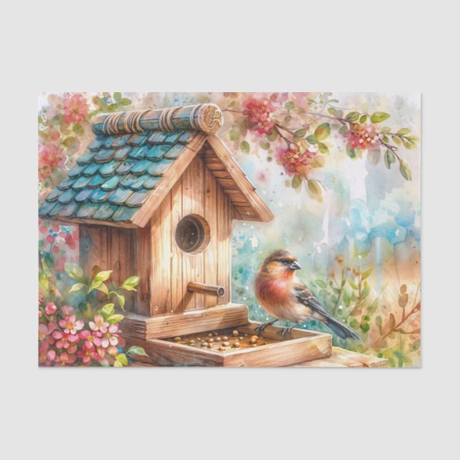 Papier Mousseline Oiseau d'oiseaux d'élevage Aquarelle florale (Recto)