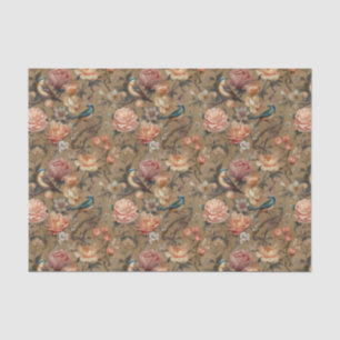 Papier Mousseline Oiseau floral vintage