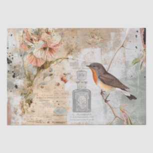 Papier Mousseline Oiseau Français Shabby Parfum Fleur Découpage Craf