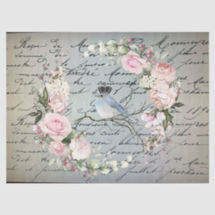 Papier Mousseline oiseau romantique sur une branche