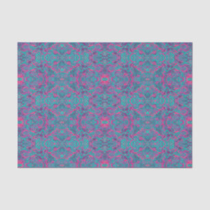 Papier Mousseline Oiseaux Arabesque Bohème Turquoise Purple Fuchsia