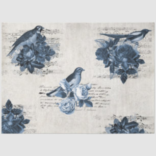 Papier Mousseline Oiseaux botaniques floraux vintages Art Découpage