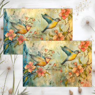 PAPIER MOUSSELINE OISEAUX COLORÉS MIXTE DECOUPAGE DECORATIF