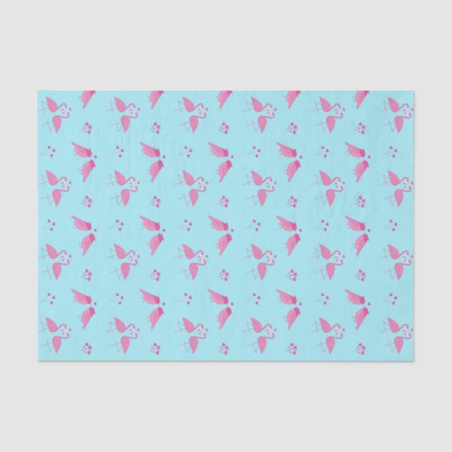 Papier Mousseline Oiseaux de l'amour motif flamant rose Saint-Valent (Recto)