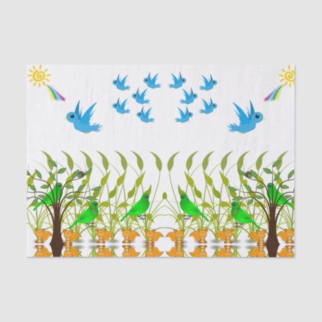 Papier Mousseline Oiseaux de papier de tissu décoratif (Recto)