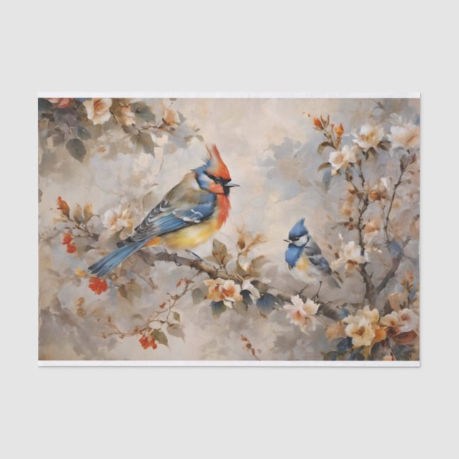 Papier Mousseline Oiseaux et branches Découpage Papier de tissus (Recto)