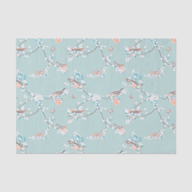 Papier Mousseline Oiseaux et fleurs (Recto)