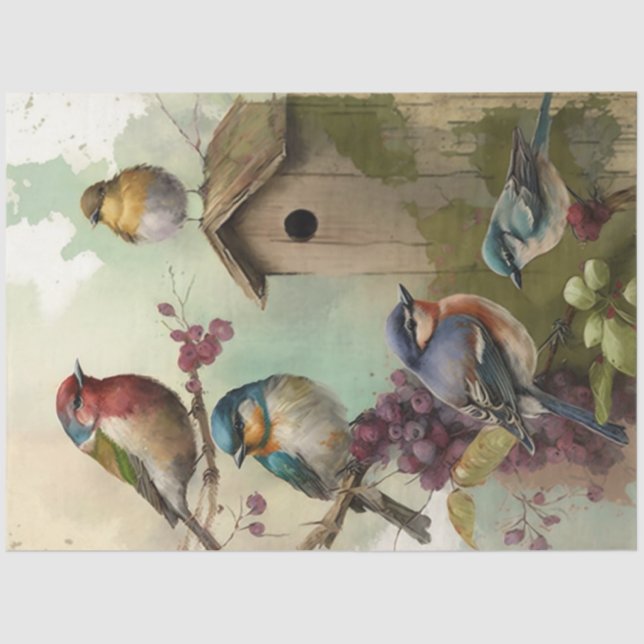 Papier Mousseline Oiseaux et fleurs Ephemera Design Series #11 (Recto)