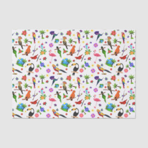 Papier Mousseline Oiseaux et fleurs Papier de tissus