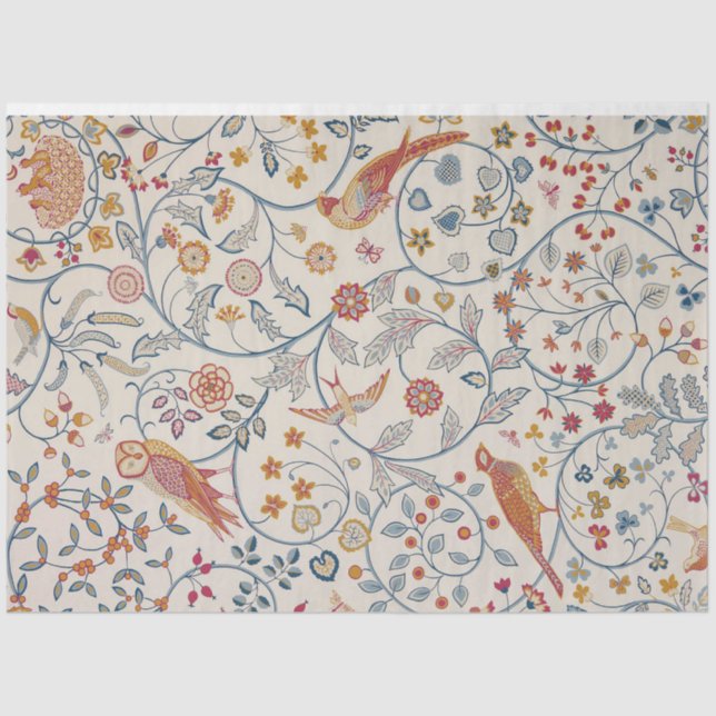 Papier Mousseline Oiseaux et fleurs, William Morris (Recto)