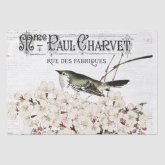 Papier Mousseline Oiseaux et Magnolia papier de tissus