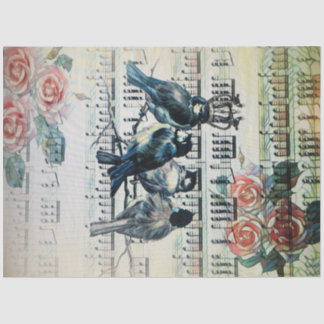 Papier Mousseline Oiseaux romantiques sur une branche