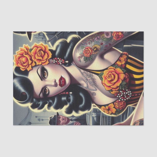 Papier Mousseline Old School mignonne Goth Girl (Recto)