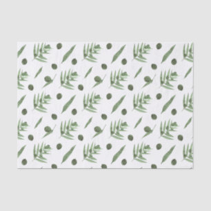 Papier Mousseline Olives vertes et branches d'olivier