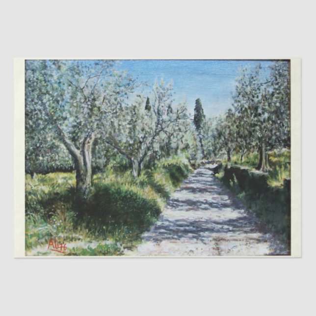 PAPIER MOUSSELINE OLIVIERS EN RIMAGGIO (Recto)