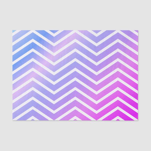 Papier Mousseline Ombre bleu pourpre rose élégant Chevron (Recto)