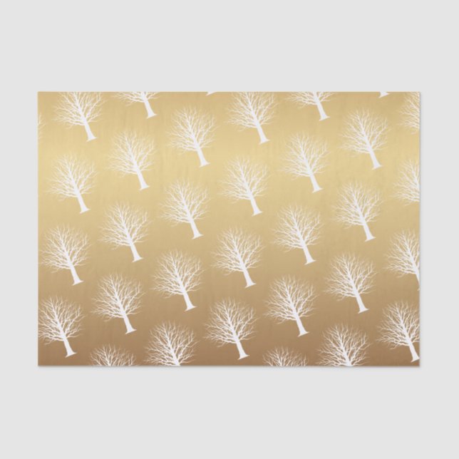 Papier Mousseline Ombre d'or aux arbres blancs d'hiver (Recto)