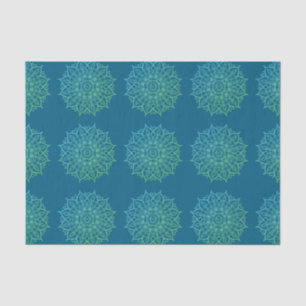 Papier Mousseline Ombre vert bleu moderne Mandala Boho Découpage