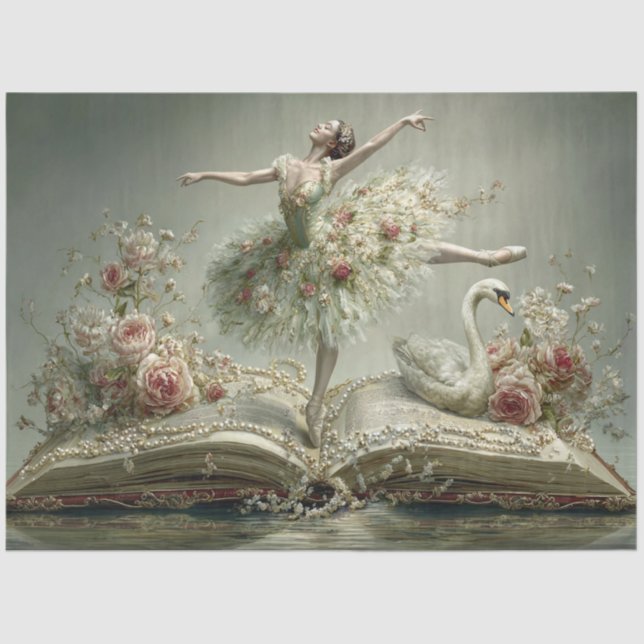 Papier Mousseline One Upon a Time Ballerina with Swan (Recto)