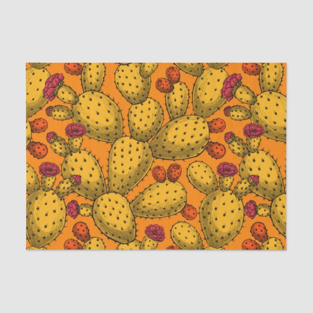 Papier Mousseline Opuntie de floraison en jaune (Recto)