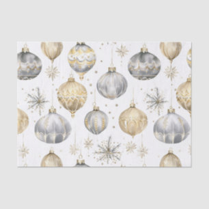 Papier Mousseline Or Argent Noir Noël Ornements Vintages