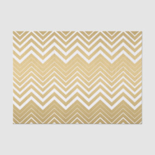Papier Mousseline Or Et Blanc Zigzag Chevron
