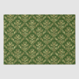Papier Mousseline Or Et Vert Rouge Vintage Damas 2
