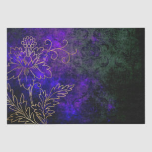 Papier Mousseline Or floral doré vintage grunge damassé
