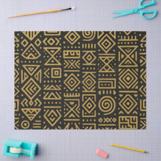 Papier Mousseline Or Géométrique Tribal