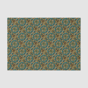 Papier Mousseline Or Métallurgique Floral Art Nouveau Motif sans fil