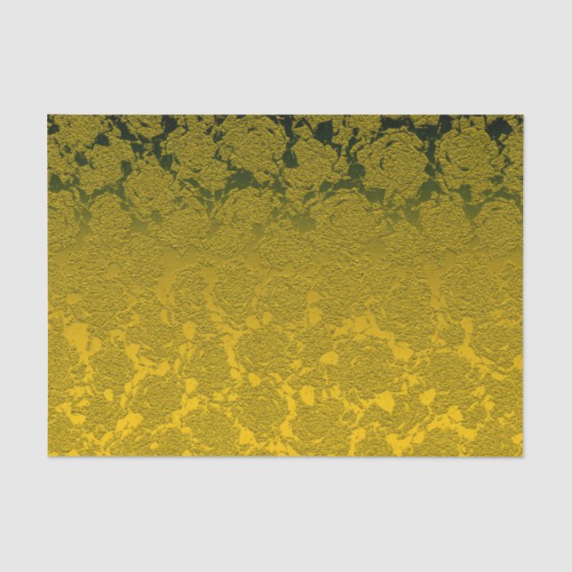 Papier Mousseline Or Noël Floral Succulent Motif Metallic  (Recto)