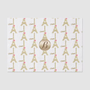 Papier Mousseline Or Paris Tour Eiffel Monogramme Moderne Fête