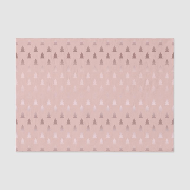Papier Mousseline Or rose élégant et motif rose d'arbre de Noël (Recto)