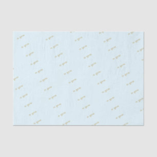 Papier Mousseline Or simple Merci bleu clair