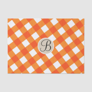 Papier Mousseline Orange Blanc Rustique Pays Automne Monogramme Init
