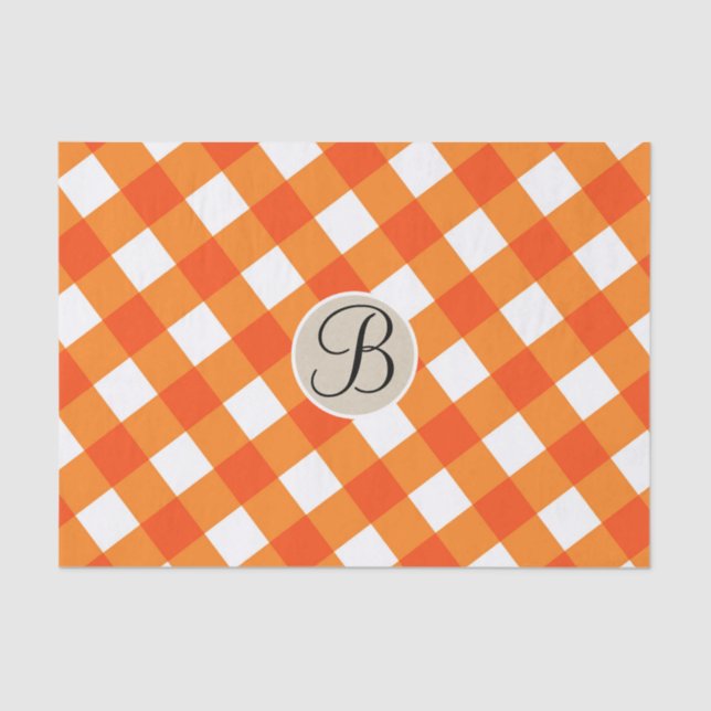 Papier Mousseline Orange Blanc Rustique Pays Automne Monogramme Init (Recto)